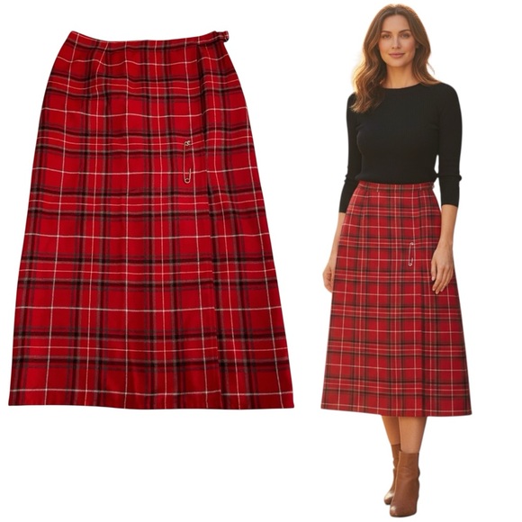 Liz Claiborne Dresses & Skirts - Crazy Horse Plaid Long Red Black Lightweight Maxi Skirt - Women’s 10